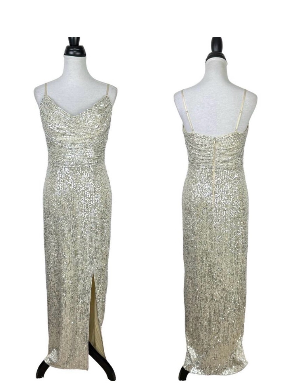 Eliza J Women's Sequins Maxi Dress Size 8 Silver/ gold  Sleeveless